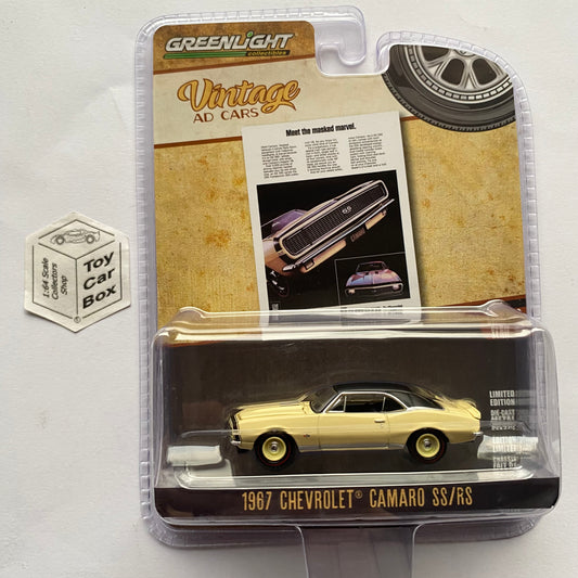 GREENLIGHT - 1967 Chevy Camaro SS/RS (Cream - Vintage Ad Cars Series 10) J45g