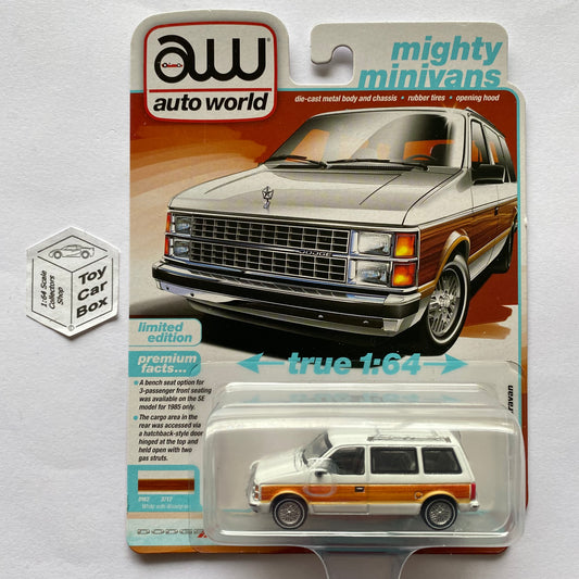 2024 AUTO WORLD - 1985 Dodge Caravan (White W/ Woodgrain - Release 2A) K17g