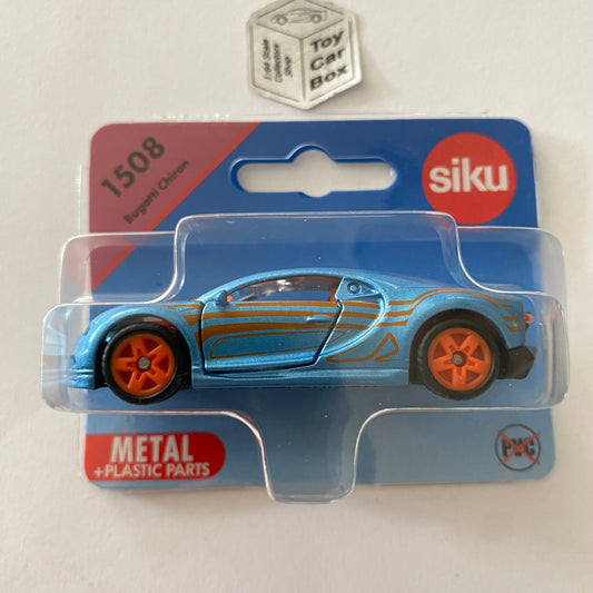 SIKU #1508 - Bugatti Chiron (Blue & Orange - 3” Scale Model) E86