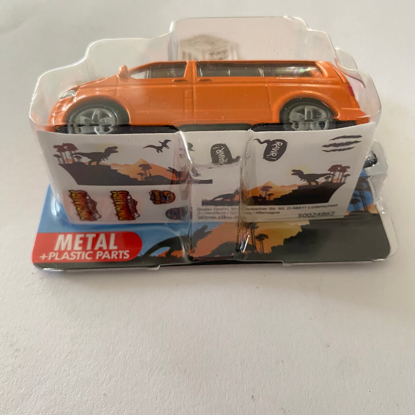 SIKU #1070 - Volkswagen VW T5 Multivan (Orange - Dinosaur World Stickers) D79