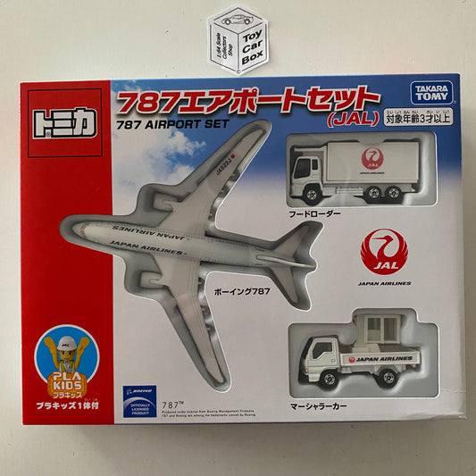 TOMICA Set - Boeing 787 Airport Set - Japan Airlines 787 & 2 Trucks (Boxed) BE08