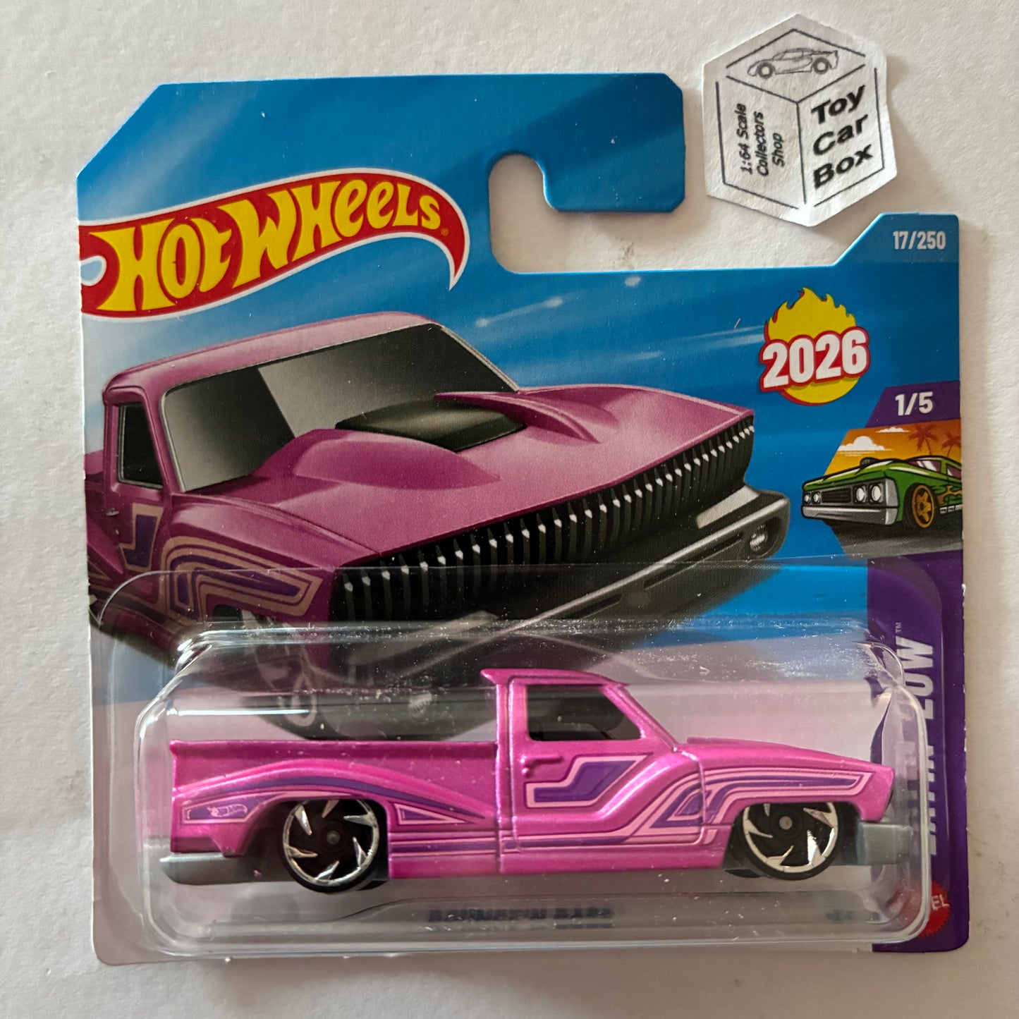 2026 HOT WHEELS #17 - Bounce’N Bass (Pink #1 Layin’ Low Series - Short Card) B46g