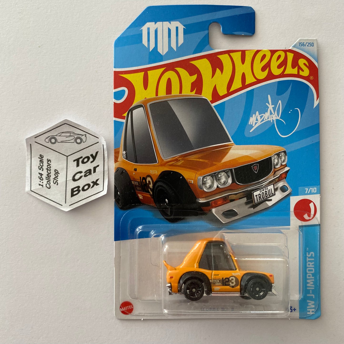 2024 HOT WHEELS #156 - Mazda RX-3 (Orange #7 J-Imports - Long Card) A80