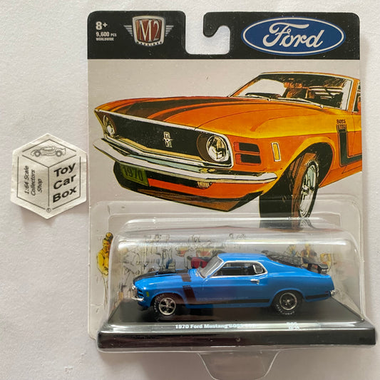 M2 MACHINES - 1970 Ford Mustang Boss 302 (Blue - Auto-Drivers R85 - 1:64) L92g