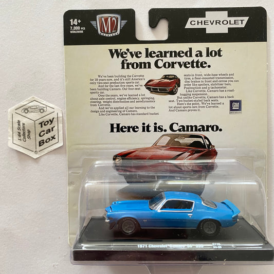 M2 MACHINES - 1971 Chevy Camaro SS 350 (Blue - Auto-Drivers R115 - 1:64) L92g
