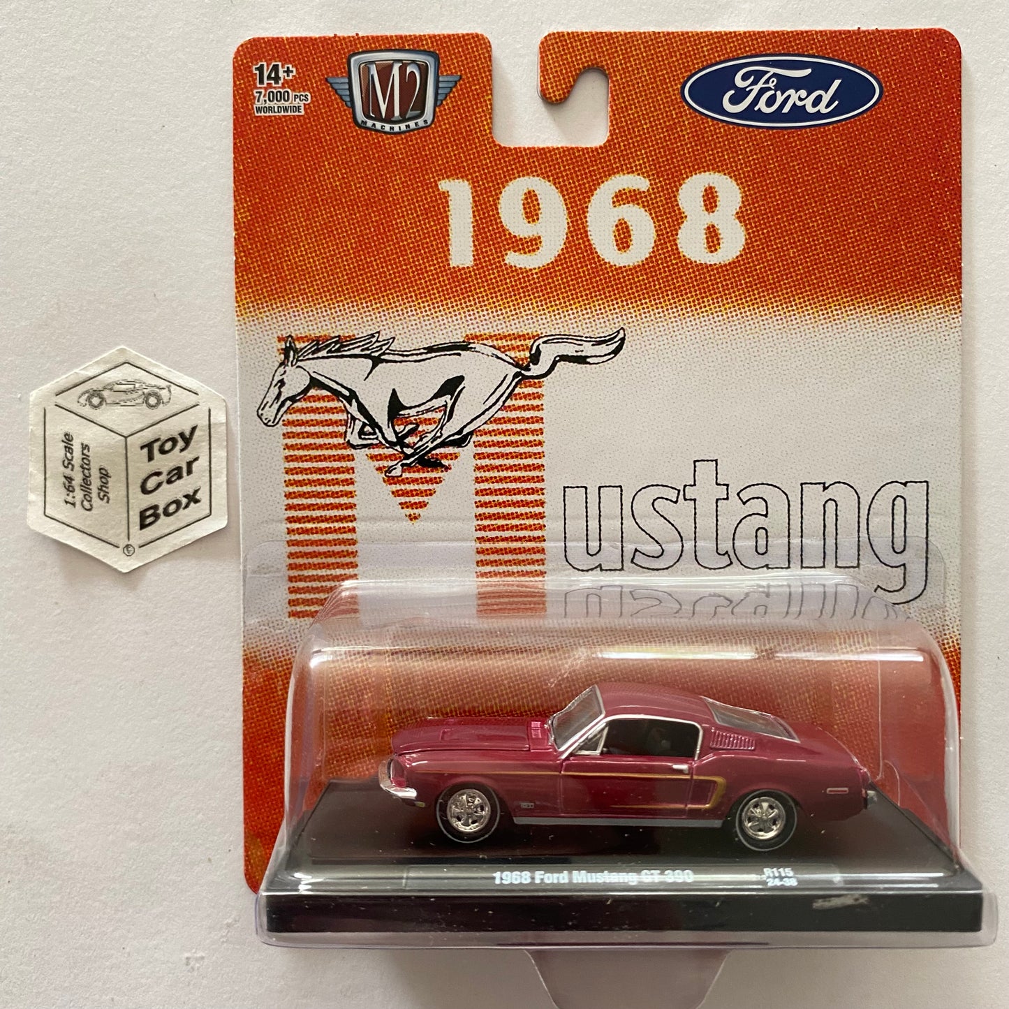 M2 MACHINES - 1968 Ford Mustang GT 390 (Maroon - Auto-Drivers R115 - 1:64) L92g