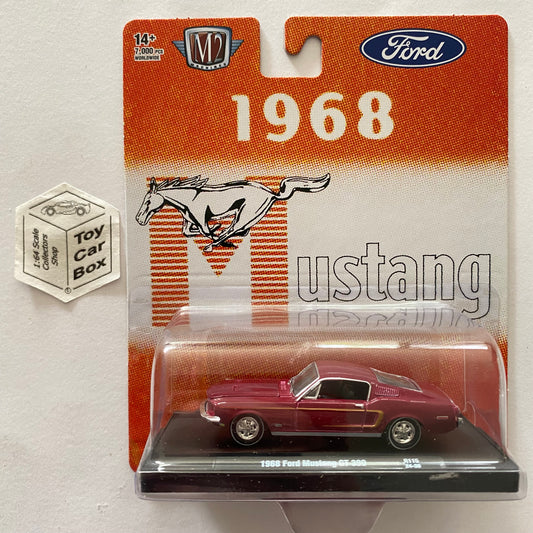 M2 MACHINES - 1968 Ford Mustang GT 390 (Maroon - Auto-Drivers R115 - 1:64) L92g