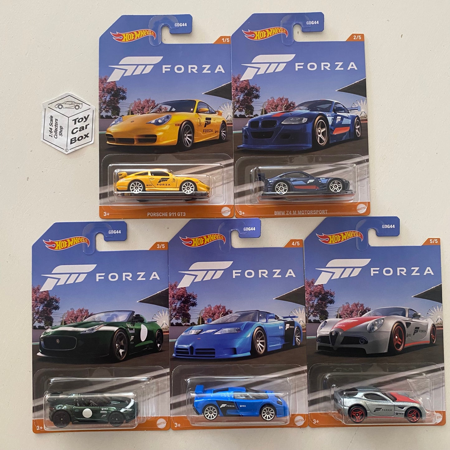 2023 HOT WHEELS Forza - 5 Car Set (inc. 911, Z4, F-Type, Bugatti & Alfa 8C) Q88