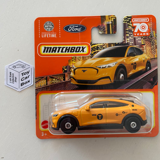 2023 MATCHBOX #22 - 2021 Ford Mustang Mach-E (Yellow NYC Taxi - Short Card) B64