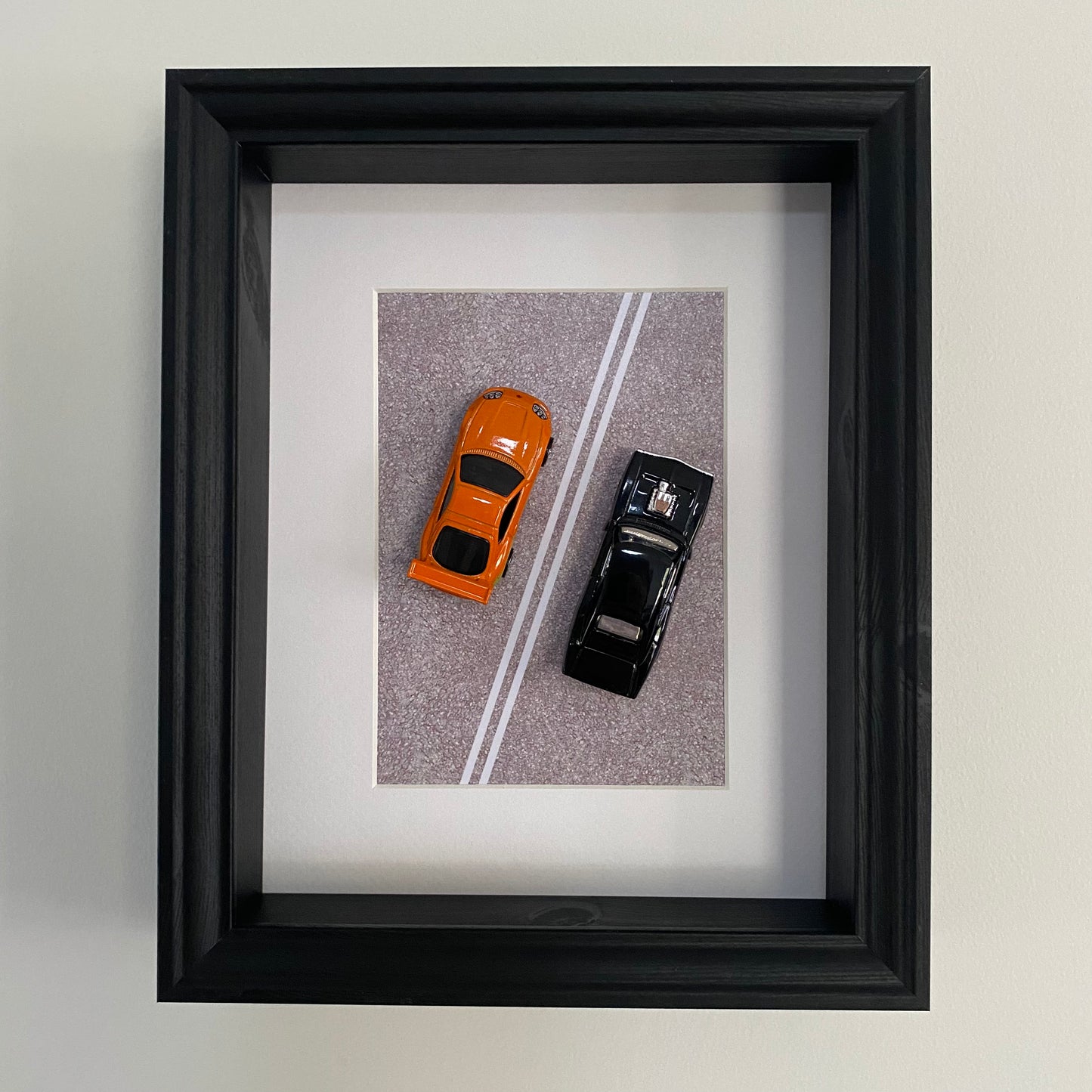 WALL ART - Hot Wheels Fast & Furious Supra & Charger Mounted in Frame (28 x 23 cm) L88