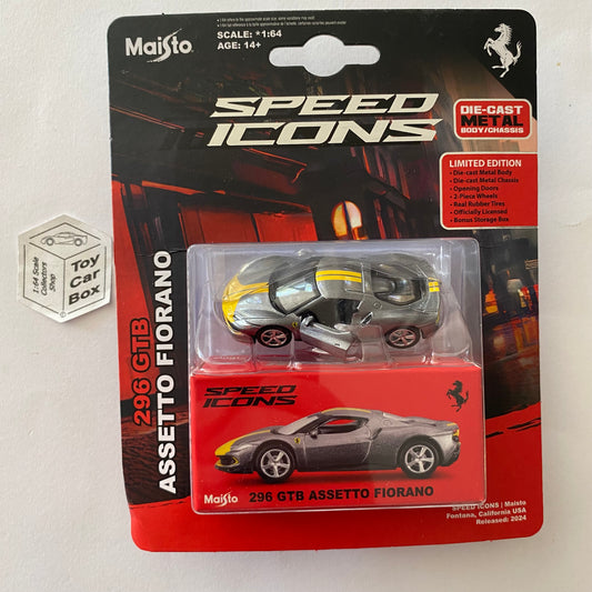 MAISTO Speed Icons - Ferrari 296 GTB Assetto Fiorano (Grey - Opening Doors) J15g