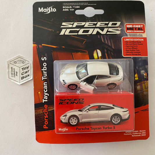 MAISTO Speed Icons - Porsche Taycan Turbo S (White - Opening Doors) J15g