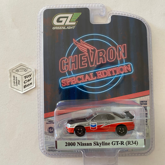 GREENLIGHT - 2000 Nissan Skyline GT-R R34 (Chevron - Chase Special Edition) J38g