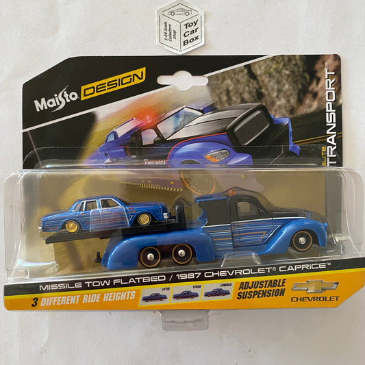 MAISTO 1/64 Transport - Missile Tow Flatbed & 1987 Chevrolet Caprice - R56g