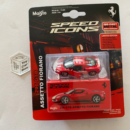MAISTO Speed Icons - Ferrari 296 GTB Assetto Fiorano (Red - Opening Doors) J15g