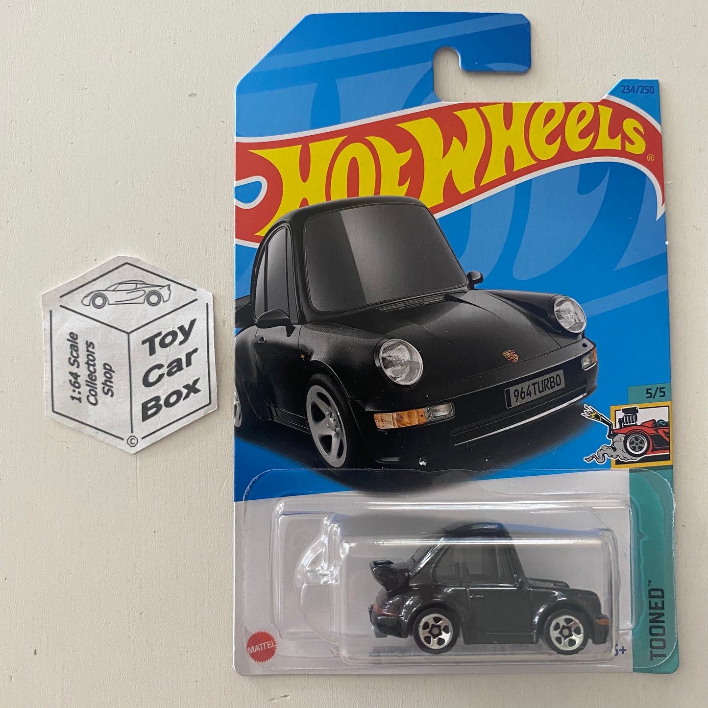 2023 HOT WHEELS #234 - Porsche 911 Turbo 3.6 (Black #5 Tooned- Long Card) A80