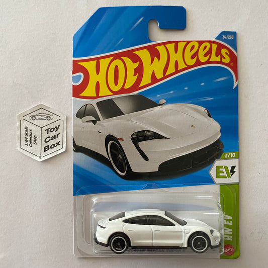 2026 HOT WHEELS #34 - Porsche Taycan Turbo S (White #3 HW EV - Long Card) A00