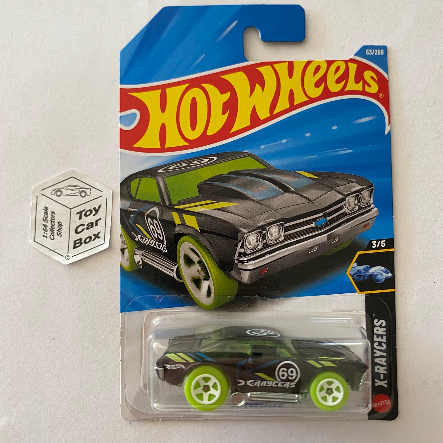 2026 HOT WHEELS #53 - ‘69 Chevy Chevelle (Dark Grey #3 X-Raycers -Long Card) A80