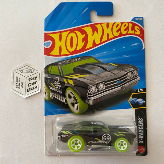 2026 HOT WHEELS #53 - ‘69 Chevy Chevelle (Dark Grey #3 X-Raycers -Long Card) A80