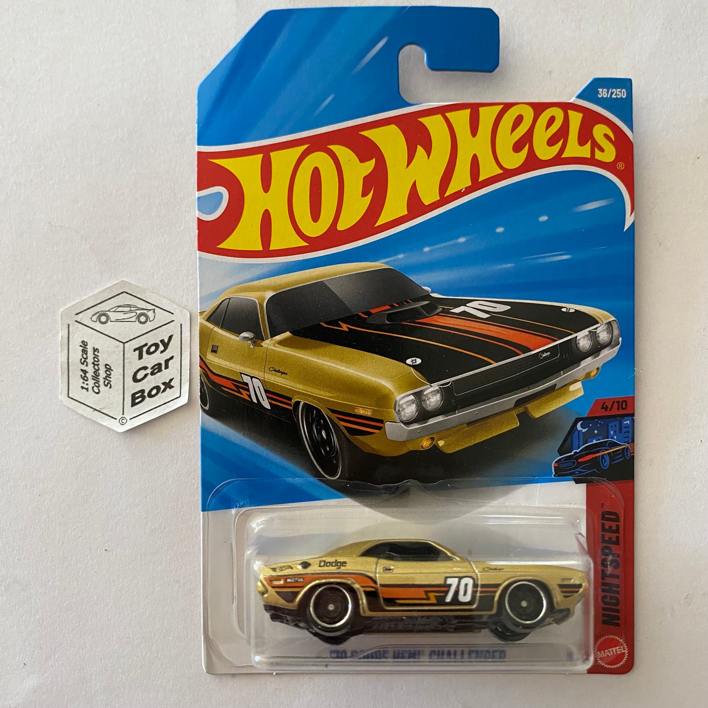 2026 HOT WHEELS #36 - ‘70 Dodge Hemi Challenger (Gold #4 Nightspeed -Long Card) A00