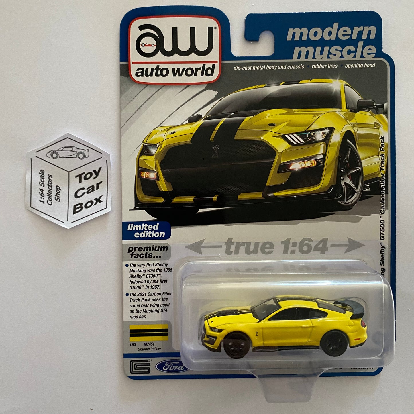 2023 AUTO WORLD - 2021 Ford Mustang Shelby GT500 Carbon (Yellow -Release 3A) M15