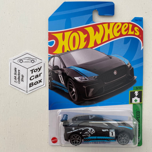 2023 HOT WHEELS #158- Jaguar I-Pace eTrophy (Black #9 Green Speed - Long Card) A92