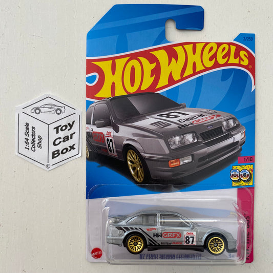 2023 HOT WHEELS #2- ‘87 Ford Sierra Cosworth (Silver #1 The 80s- Long Card) B53