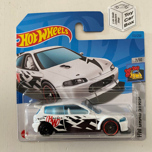 2023 HOT WHEELS #172 - Honda Civic Custom (White #7 Drag Strip - Short Card) A26