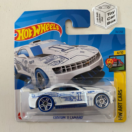 2023 HOT WHEELS #36 - Custom ‘11 Camaro (Blue #4 HW Art Cars - Short Card) A26