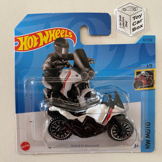 2023 HOT WHEELS #67 - Ducati Desertx (White #1 HW Moto - Short Card) A26