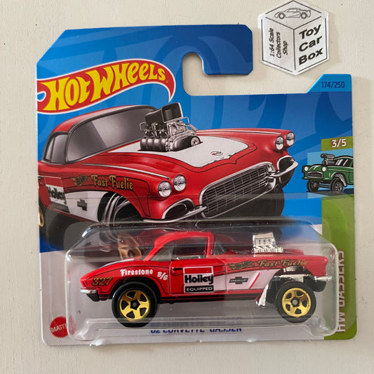 2023 HOT WHEELS #174 - ‘62 Chevy Corvette Gasser (Red ‘Holley’ - Short Card) A26