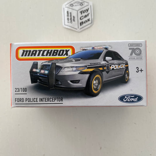 2023 MATCHBOX Power Grab #23 - Ford Police Interceptor (Silver 70 Edition) C29g