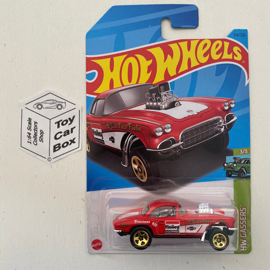 2023 HOT WHEELS #174 - ‘62 Chevy Corvette Gasser (Red ‘Holley’ - Long Card) A60