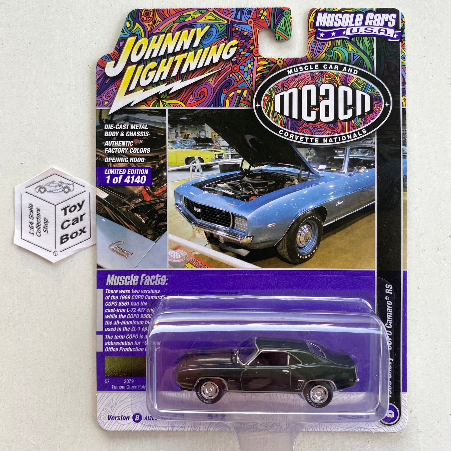 2022 JOHNNY LIGHTNING - 1969 Chevy COPO Camaro RS (Green - Muscle Cars 3B) M15