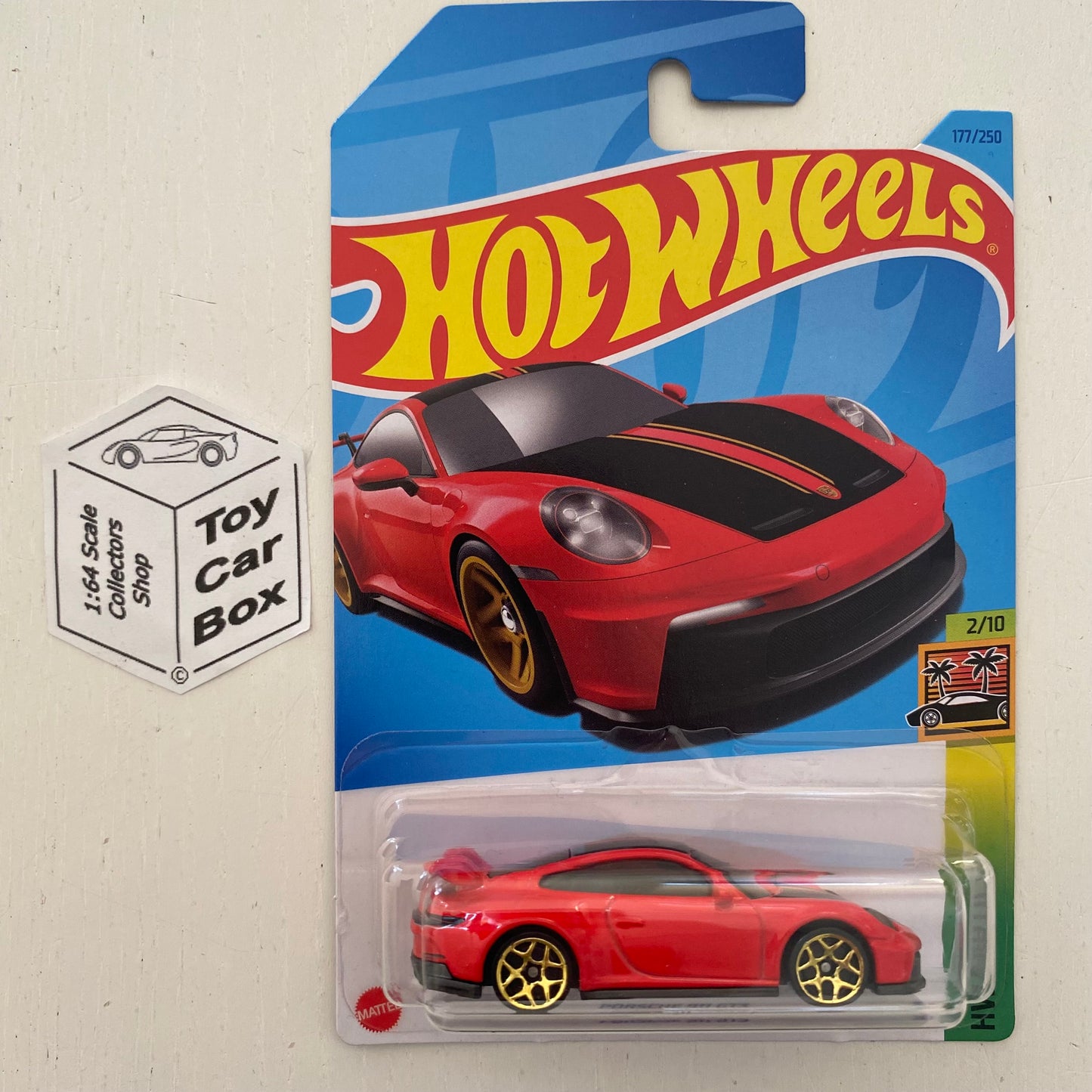 2023 HOT WHEELS #177 - Porsche 911 GT3 (Red #1 HW Exotics - Long Card) B00