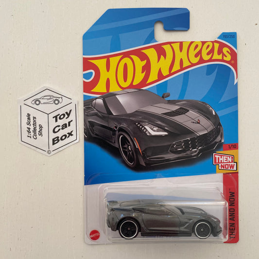 2023 HOT WHEELS #193 - Corvette C7 Z06 (Grey #1 Then & Now - Long Card) B00