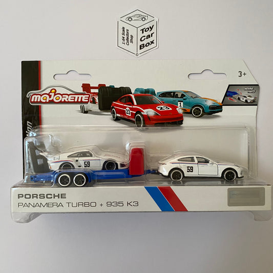 MAJORETTE Race Trailers - Porsche 935 K3 & Panamera Turbo (White - 1/64 Scale*) N29