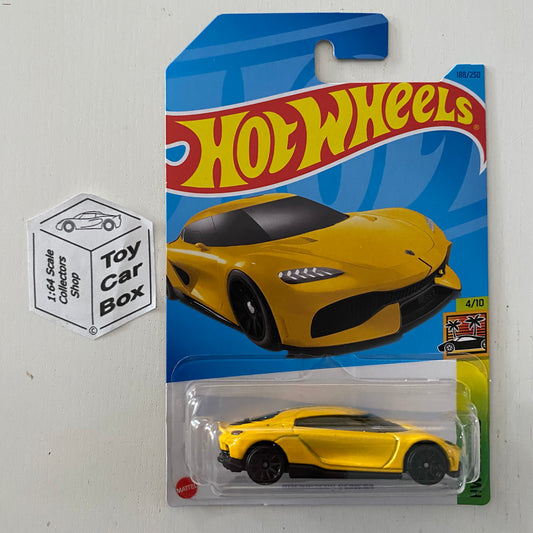 2023 HOT WHEELS #188 Koenigsegg Gemera (Yellow #4 HW Exotics - Long Card) B00