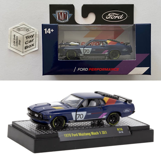 M2 MACHINES - 1970 Ford Mustang Mach 1 351 (Blue - Detroit Muscle R76) L92g
