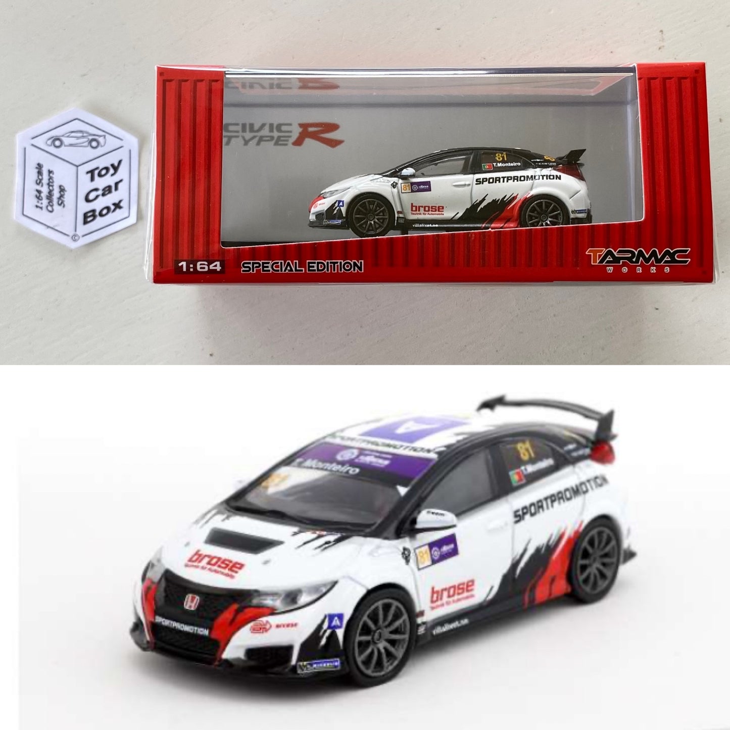 TARMAC - Honda Civic Type R FK2 (2016 Macau Guia Winner - 1/64 Scale) O25g