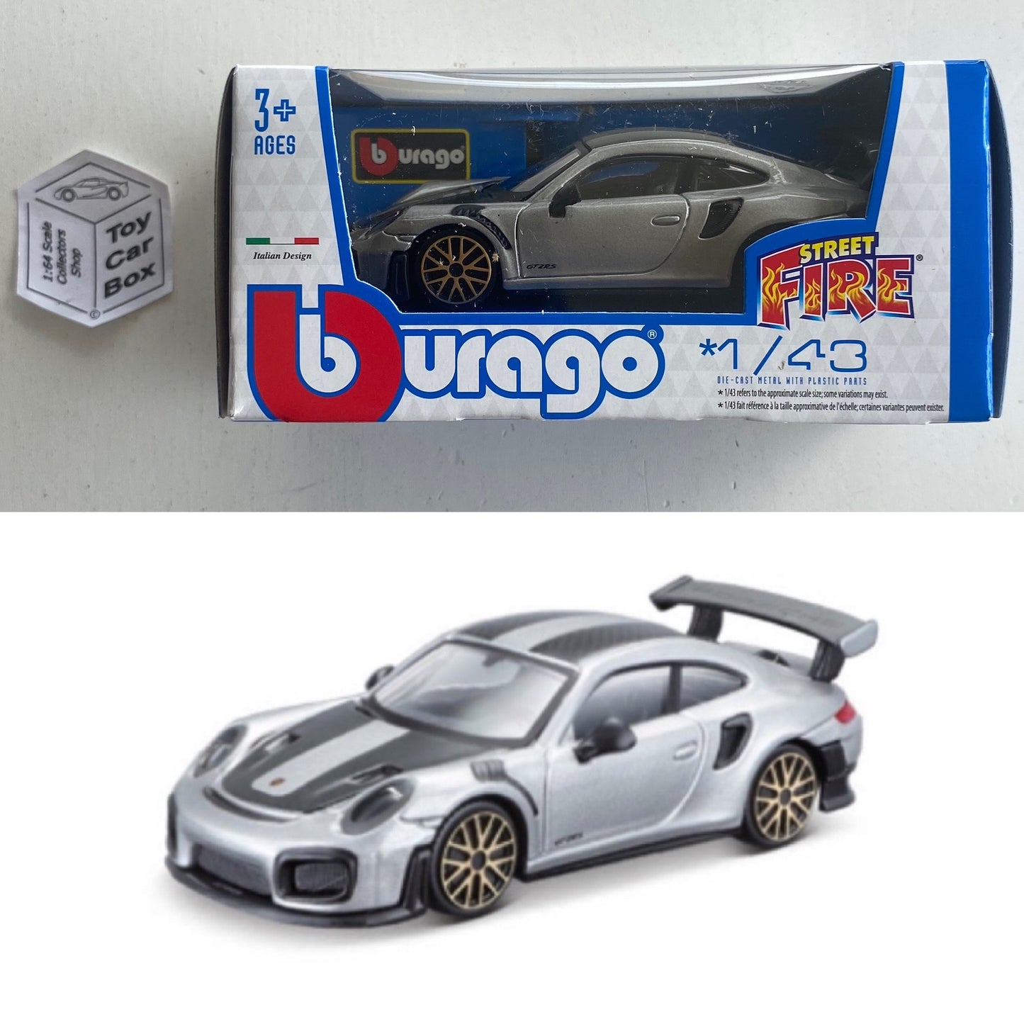 BBURAGO 1/43 - Porsche 911 GT2 RS (Silver - Street Fire - Boxed) E78