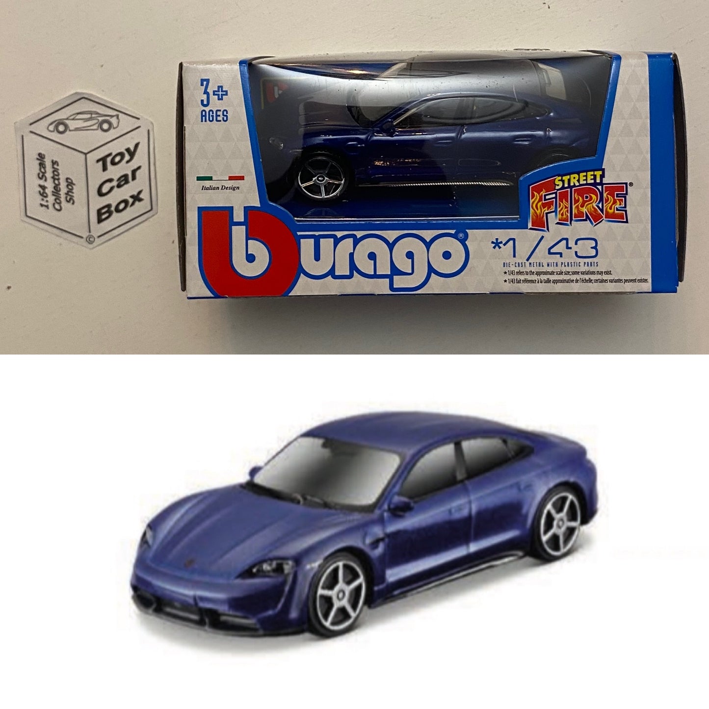 BBURAGO 1/43 - Porsche Taycan Turbo S (Blue - Street Fire - Boxed) E78