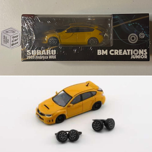 BM CREATIONS - 2009 Subaru Impreza WRX STi (1:64 Scale - Yellow - RHD) K98g