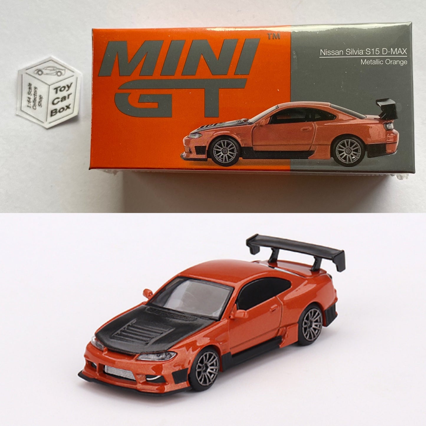Mini GT #581 - Nissan Silvia S15 D-Max (Orange - 1/64 Scale Boxed) O32