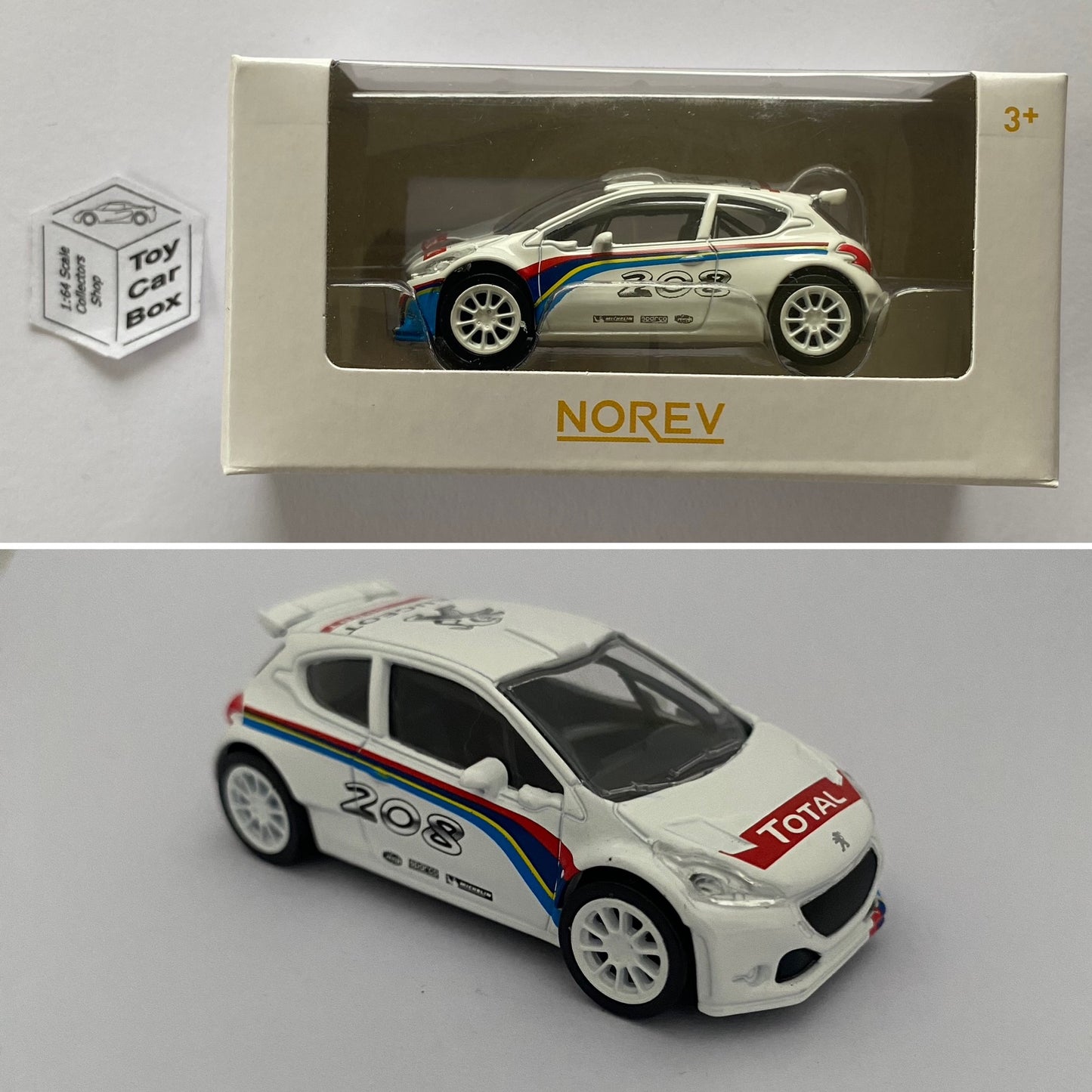 NOREV - Peugeot 208 T16 Rally Car (White - 1:64 Scale MiniJet - Boxed) E74g