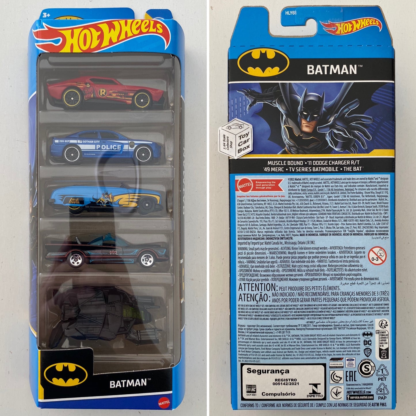 2023 HOT WHEELS Batman 5 Pack (Charger, ‘49 Merc, TV Batmobile & The Bat) I00