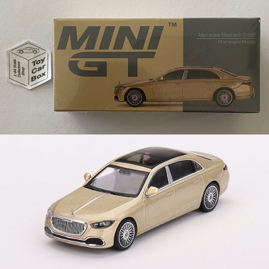 Mini GT #604 - Mercedes-Maybach S680 (Champagne Metallic- 1/64 Scale Boxed) L00g