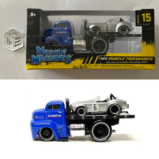Muscle Machines Transports - 1950 Ford COE Flatbed & ‘64 Shelby Cobra (1:64) H50