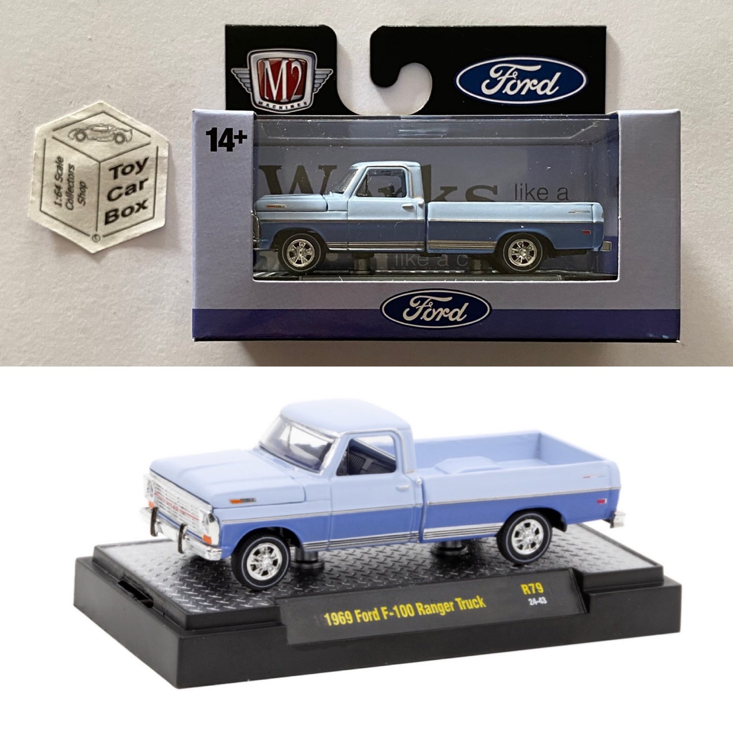 M2 MACHINES - 1969 Ford F-100 Ranger (Blue - Detroit Muscle R79 - 1/64) L92g