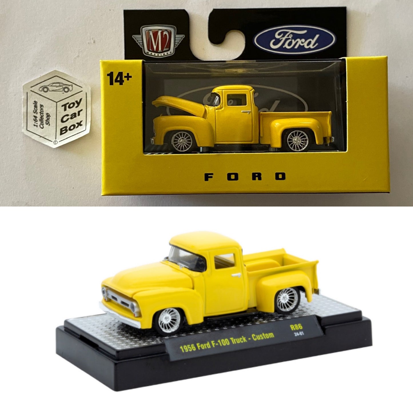 M2 MACHINES - 1956 Ford F-100 Truck - Custom (Yellow - Detroit Muscle R86) L92g